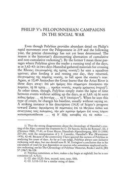 PHILIP V's PELOPONNESIAN CAMPAIGNS in the SOCIAL WAR