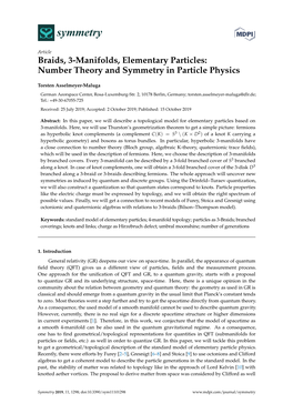 Braids, 3-Manifolds, Elementary Particles: Number Theory and Symmetry in Particle Physics