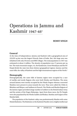 Operations in Jammu and Kashmir 1947-481