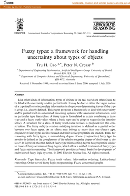 Fuzzy Types: a Framework for Handling Uncertainty About Types of Objects Tru H