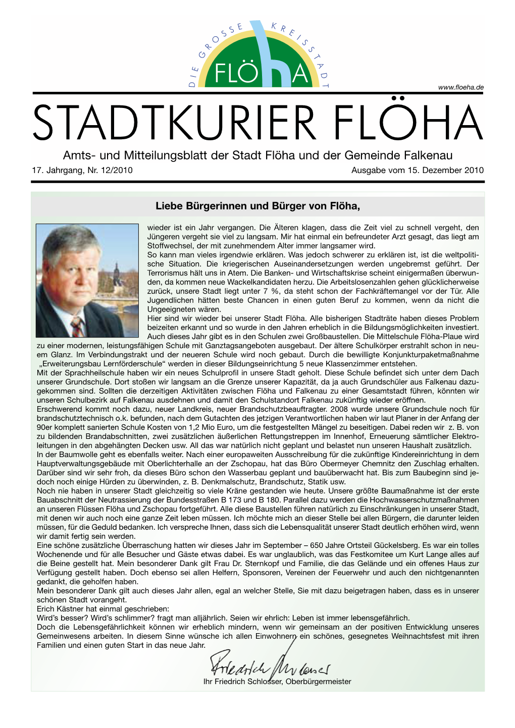 Amts- Und Mitteilungsblatt Der Stadt Flöha Und Der Gemeinde Falkenau 17