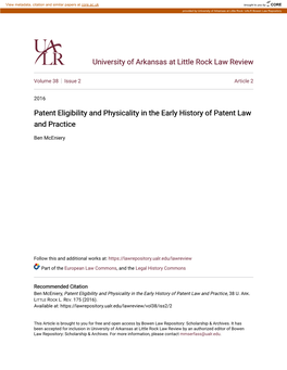 Patent Eligibility and Physicality in the Early History of Patent Law and Practice
