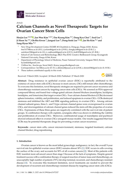 Calcium Channels As Novel Therapeutic Targets for Ovarian Cancer Stem Cells