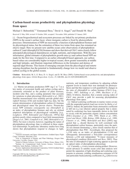 Carbon-Based Ocean Productivity and Phytoplankton Physiology from Space Michael J