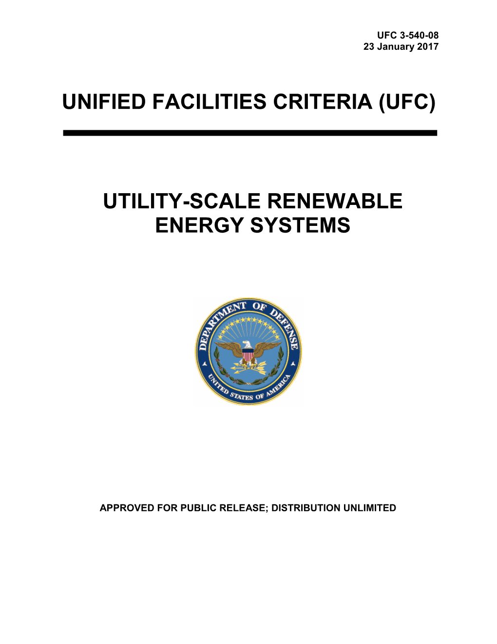 Ufc 3-540-08 Utility-Scale Renewable Energy Systems