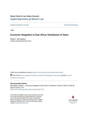 Economic Integration in East Africa: Distribution of Gains