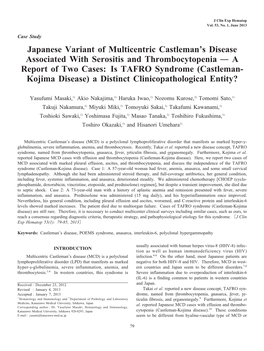 Japanese Variant of Multicentric Castleman's Disease