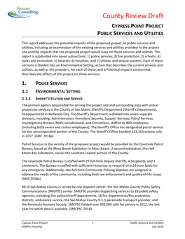 County Review Draft CYPRESS POINT PROJECT PUBLIC SERVICES and UTILITIES