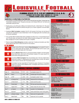 Louisville Football 2020 Football Game Notes Florida State (2-3, 1-3) at Louisville (1-4, 0-4) Saturday, Oct