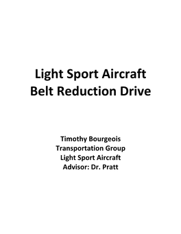 Light Sport Aircraft Belt Reduction Drive