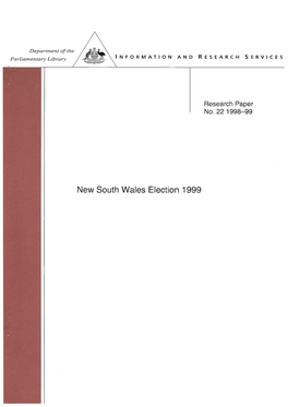 New South Wales Election 1999 ISSN 1328-7478