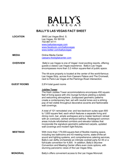 Bally's Las Vegas Fact Sheet