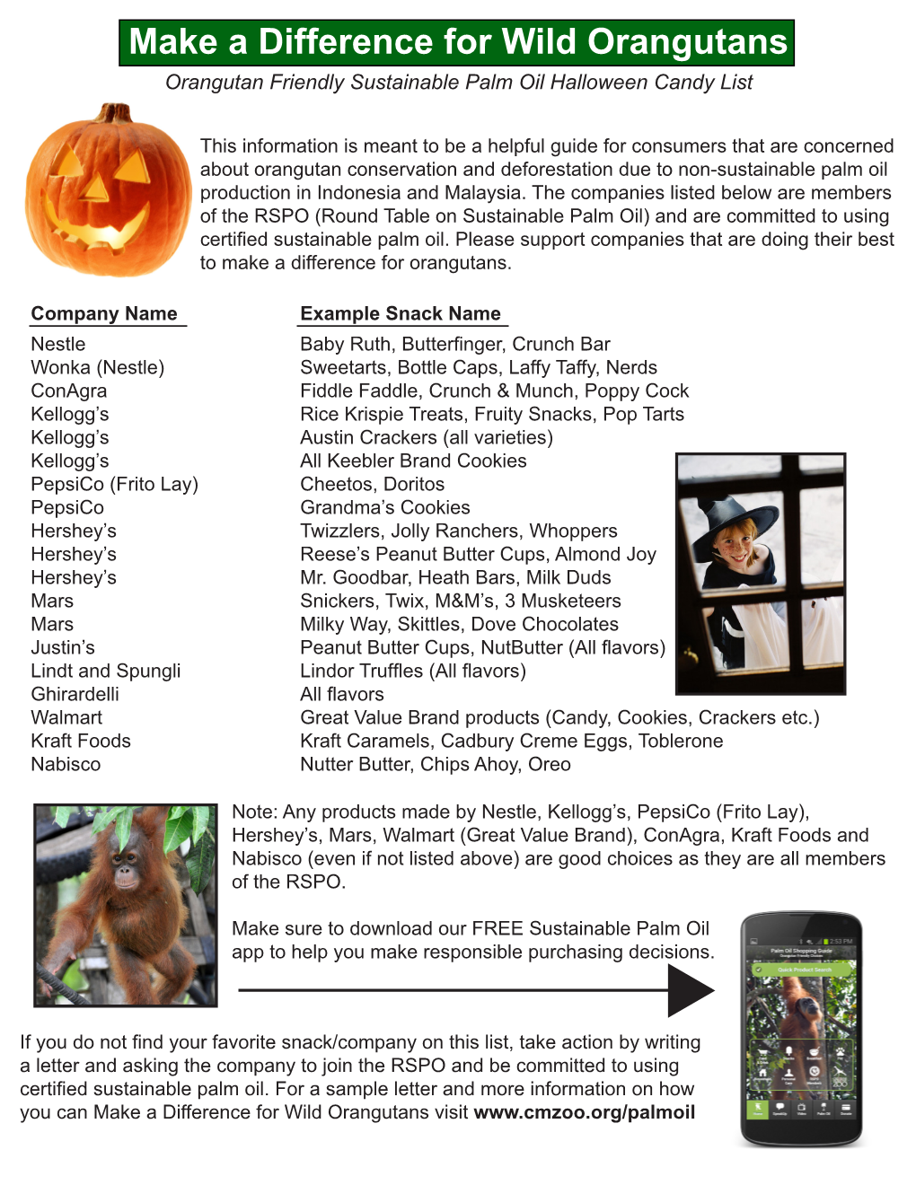 Make a Difference for Wild Orangutans Orangutan Friendly Sustainable Palm Oil Halloween Candy List