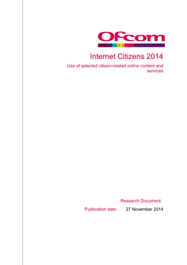 Internet Citizens 2014 Use of Selected Citizen-Related Online Content and Services