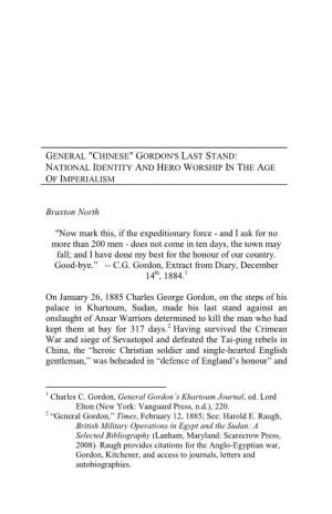 General "Chinese" Gordon's Last Stand: National Identity and Hero Worship in the Age of Imperialism