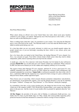 Open Letter to Prime Minister Khan