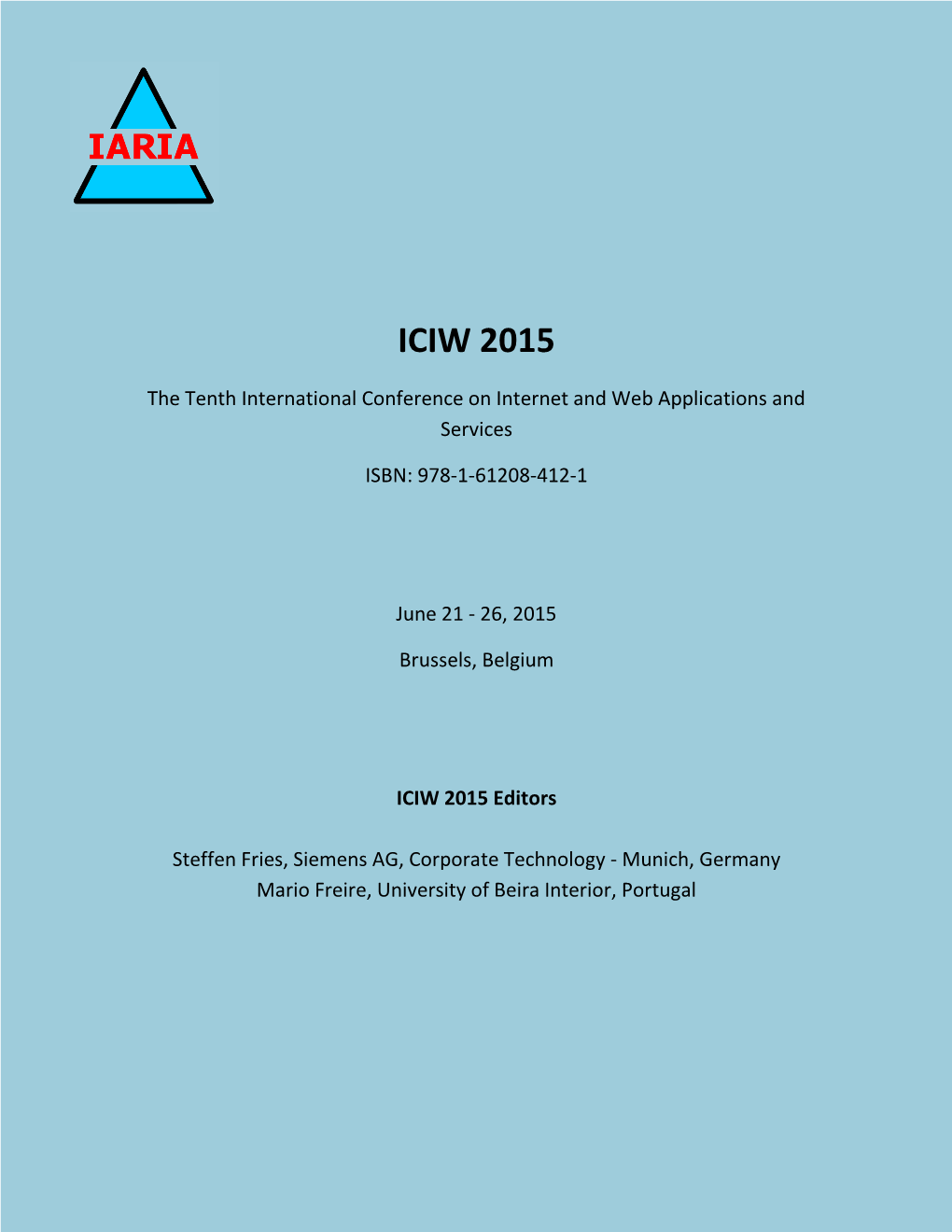 ICIW 2015, the Tenth International Conference on Internet