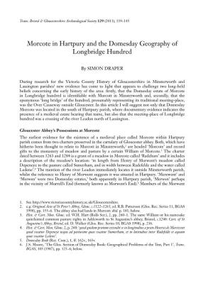 Morcote in Hartpury and the Domesday Geography of Longbridge Hundred
