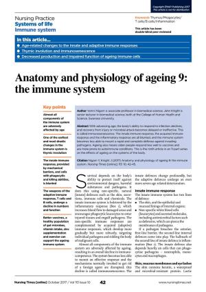 Anatomy and Physiology of Ageing 9: the Immune System