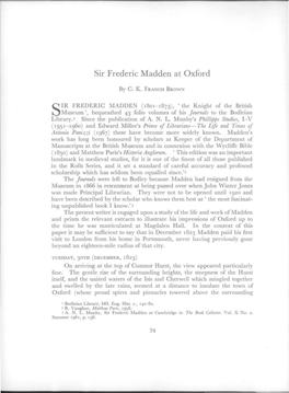 Sir Frederic Madden at Oxford