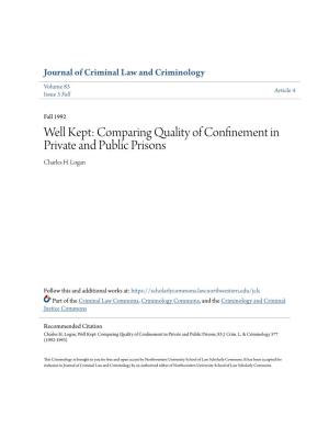 Comparing Quality of Confinement in Private and Public Prisons Charles H