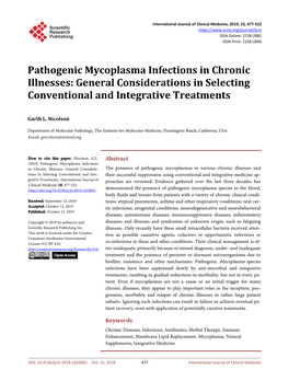 Pathogenic Mycoplasma Infections in Chronic Illnesses: General Considerations in Selecting Conventional and Integrative Treatments
