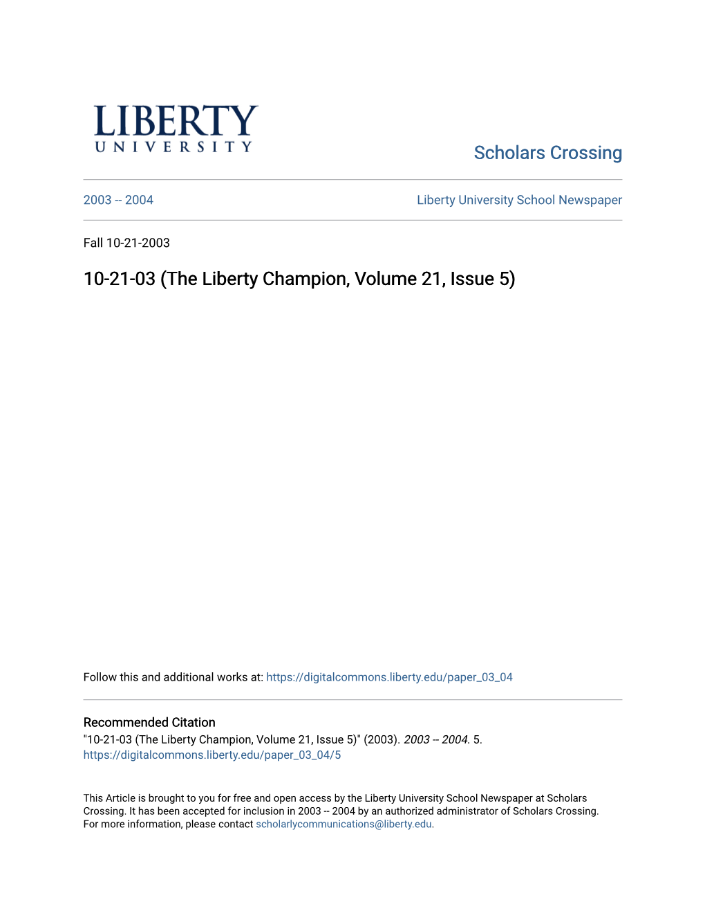 The Liberty Champion, Volume 21, Issue 5)