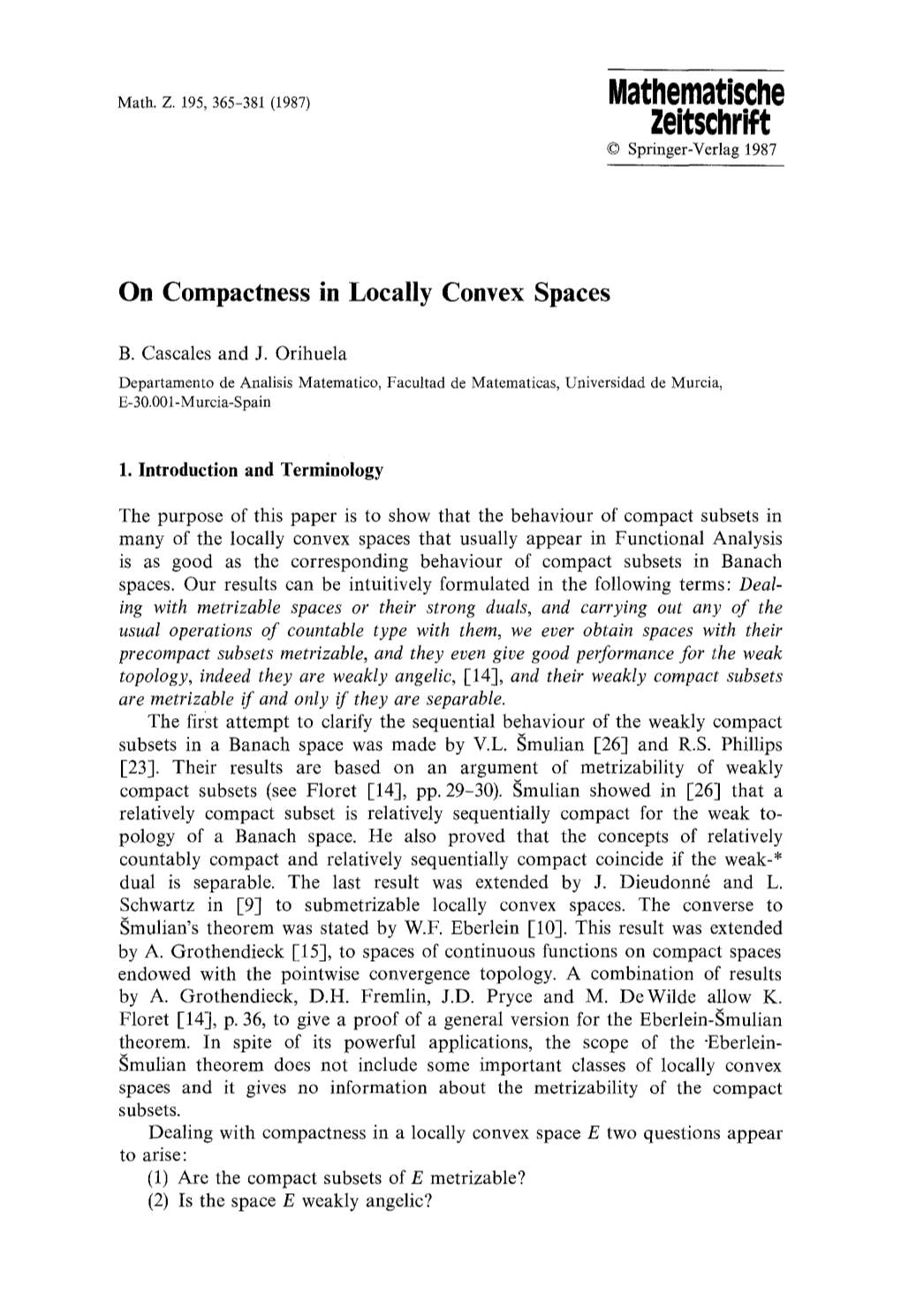 On Compactness in Locally Convex Spaces