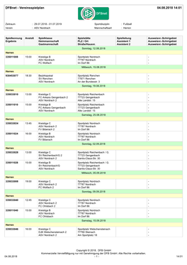 Dfbnet - Vereinsspielplan 04.08.2018 14:01