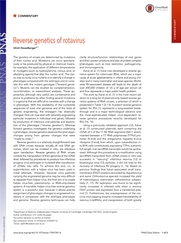 Reverse Genetics of Rotavirus COMMENTARY Ulrich Desselbergera,1