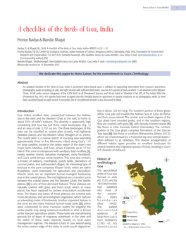 A Checklist of the Birds of Goa, India