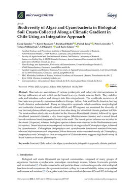 Biodiversity of Algae and Cyanobacteria in Biological Soil Crusts Collected Along a Climatic Gradient in Chile Using an Integrative Approach