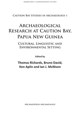 Archaeological Research at Caution Bay, Papua New Guinea Cultural, Linguistic and Environmental Setting
