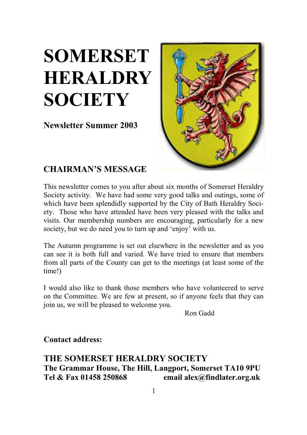 Newsletter 2 Summer 2003