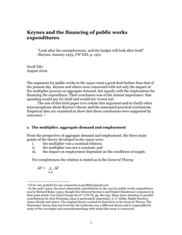 Keynes and the Financing of Public Works Expenditures