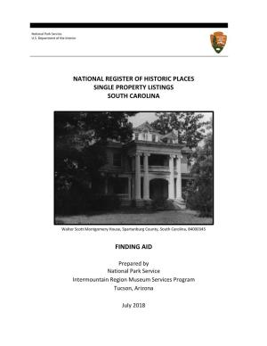 National Register of Historic Places Single Property Listings South Carolina Finding