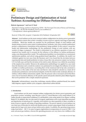 Preliminary Design and Optimization of Axial Turbines Accounting for Diffuser Performance