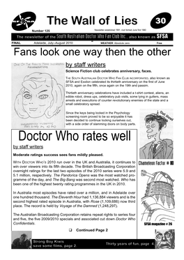 Doctor Who Rates Well by Staff Writers