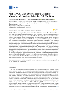 RTH-149 Cell Line, a Useful Tool to Decipher Molecular Mechanisms Related to Fish Nutrition
