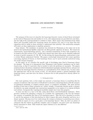 Sheaves and Homotopy Theory