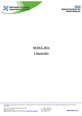 NETSCC, HTA 1 March 2012
