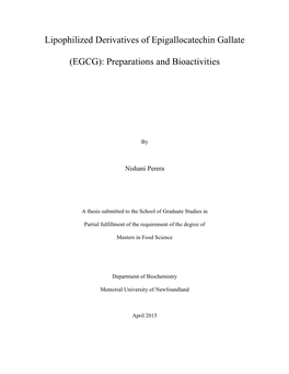 (EGCG): Preparations and Bioactivities