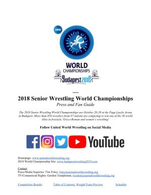 2018 Senior Wrestling World Championships Press and Fan Guide