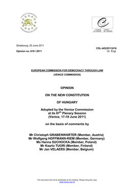 Venice Commission Hungarian Constitution.Pdf
