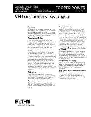 VFI Transformer Vs. Switchgear Information