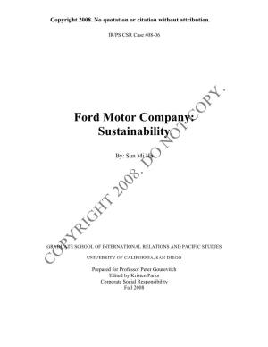 Ford Motor Company: Sustainability