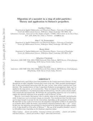 Migration of a Moonlet in a Ring of Solid Particles: Theory And
