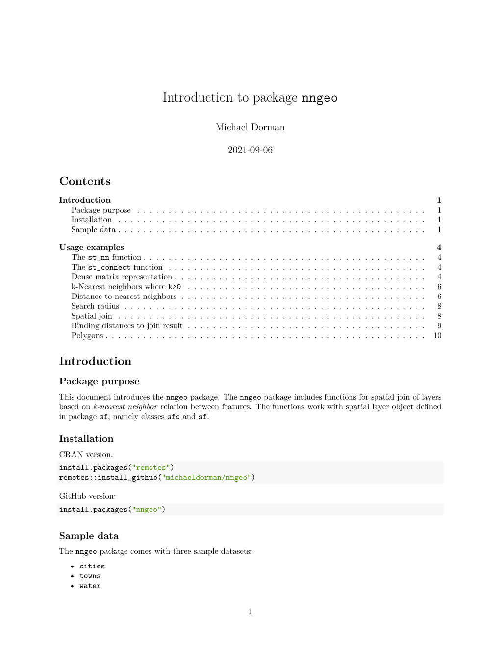 Introduction to Package Nngeo