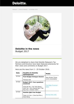 Deloitte in the News Budget 2017