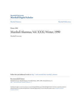 Marshall Alumnus, Vol. XXXI, Winter, 1990 Marshall University